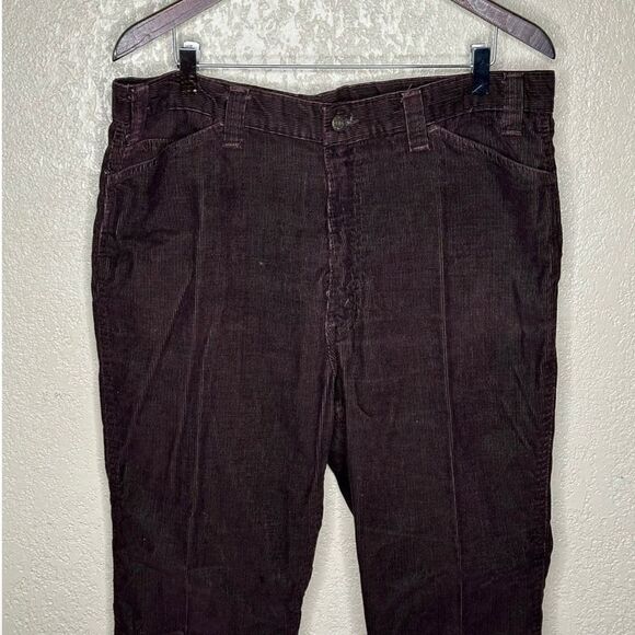 Vintage 70s Levi’s Brown Corduroy Flared Pants 38X36 - Picture 2 of 7